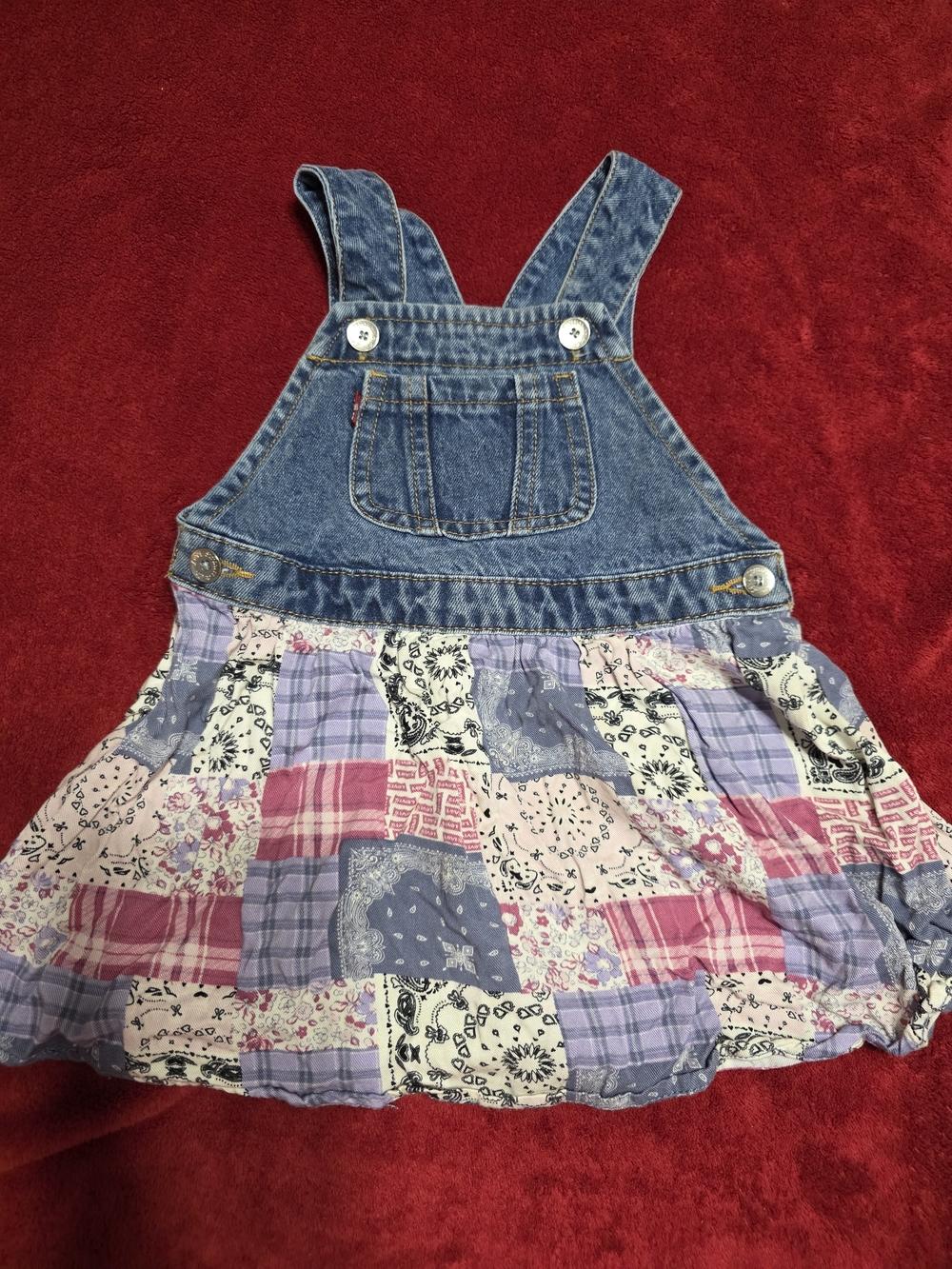 Levi's Blue Denim Patchwork Pink Purple Kids Dress